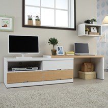 우아미가구 레브 2단 오픈 와이드 멀티 콘솔, 화이트