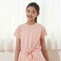 요가피기 YP40322 리본 테리 숏 슬리브 코랄쉐도우 키즈 요가복 필라테스복 치마 골프