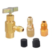 R1234YF 캔 탭 어댑터 피팅 키트 1.27cm ACME LH ~ 14인치 SAE 디스펜서 냉매 밀봉 밸브 병 오프너 R134a R12 R22 충전 호스에 적합