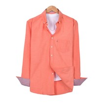 핫코드 남성용 오렌지 옥스포드 긴팔 셔츠 HC103