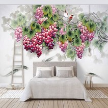 쇼핑을잇다 벽지 3D 벽지 중국 스테레오 과일 포도 사진 벽 벽화 거실 주방 식당 자체 접착 방수 스티커, 01 1 ㎡