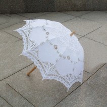 80cm 빅토리아 레이스 자수 웨딩 우산 신부 파라솔 화이트