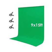 Neewer 2 7 x 4 6m(9 15피트) 그린 크로마키 모슬린 배경 스크린 사진 비디오 스튜디오 사진용 클램프 3개 포함(배경 스탠드 미포함)