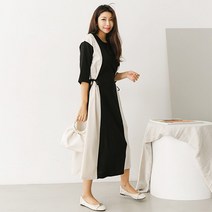 MAY 배색 양리본 메이 롱 원피스 (2color)