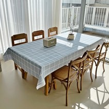 쇼니홈리빙 2인용 4인용 6인용 PVC 방수 식탁보 식탁커버 체크 캠핑 테이블보, 블루, 4인용(140x180cm)