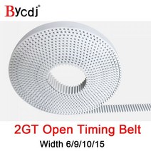 2GT 개방형 동기 벨트 폴리우레탄 스틸 PU S2M 타이밍 작은 백래시 3D 프린터 너비 6mm 9mm 10mm 15mm, 6mm color black, 10Meters