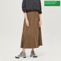 베네통 베네통 제프 레더 플리츠 스커트 BASK07141_BR
