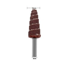 1/4pcs 80# Tapered Cone Grinding Head Sandpaper Flap Wheels 6MM Shank Woodworking Parts Polishing Sa, 01 16mm