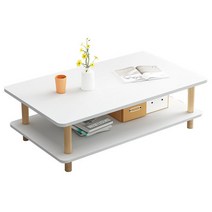 북유럽 홈 거실 식사 커피 테이블 2단 가정용 거실 이동식 사이드 테이블, 화이트