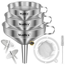 식용구리스 커피머신구리스 커피머신윤활제 Walfos 14.9cm(5.5인치) 및 10.2cm(4인치) 스테인리스 스틸 넓, 02 3pcs stainless funnels