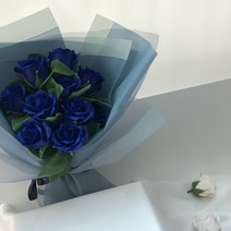 Fondant Flower 10송이 비누장미 꽃다발, 블루