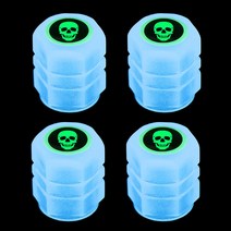 자동차부품 해골 로고 발광 밸브 캡 자동차 바이크 오토바이 자전거 타이어 노즐 커버 장식 방진 액세서리, 03 4pcs blue A