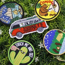 와펜 가방 옷 모자 리폼 장식 다리미 열접착식 자수 원형 마크 캠핑 패치