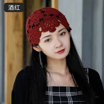 데일리 앤틱 코바늘 여성여름모자 니트 패션 플라워 레트로 손뜨개 개성 비니