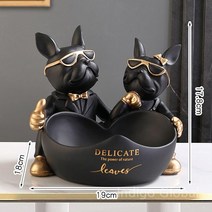 현관 불독 마스크 선반 트레이 프렌치 장식 홈 룸 테이블 장식 액세서리, 러브 무드 커플 블랙