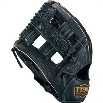 유니글러브 【나인 이닝】일본 제토 ZETT SOFT STEER 성인용 풀 소가죽 야구 글러브, 크로스 블랙 좌투 성인 4호