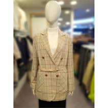 보니알렉스 여성 루즈핏 반더블버튼 밸티드 체크자켓 BAJE4002