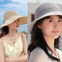 똑소녀 여성 썬캡 리본 벨크로 돌돌이 여름 예쁜 밀짚모자
