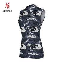 세바스찬골프 여성 카모 그래픽 하이넥 슬리브리스 티셔츠 2221