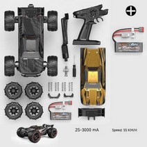 Mjx 하이퍼 고 14209 14210 1/14 스케일 4wd 브러시리스 고속 R/c 오프로드 트럭 원격 제어 자동차 차량 75 km/h, 14210 2S 2B