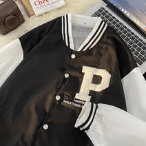 BJ 가을 풍 아메리칸 배색 타월 자수 야구넥 점퍼