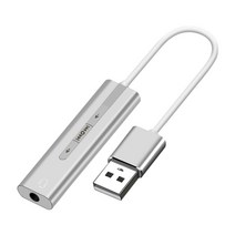 USB 2.0 사운드 카드 USB 3.5MM 변환기 어댑터 헤드셋 마이크 2 in 1 드라이버없는 지원 Windows XP/Mac OS, 01 silver