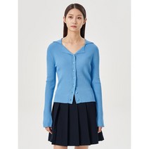 에잇세컨즈 칼라 끝단 배색 립 조직 카디건 블루 16335AFY1P