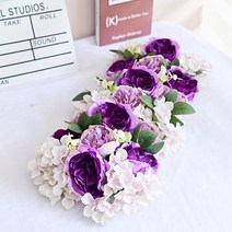 웨딩카 꾸미기 리본 프로포즈 자동차 장식 용품 50cm 웨딩 아치 꽃 벽 배열 파티 실크 인공 장미 행 배경 홈 테이블 센터 꽃, 자주색