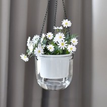 행잉화분걸이 행잉걸이 걸이화분 새로운 자체 흡수 물 걸이식 화분 두꺼운 플라스틱 수경 재배 레이지, 03 White