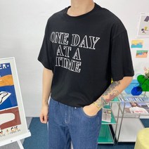남녀공용 커플 여름 시밀러룩 오버핏 레터링 베지터블 프린팅 면 크랙 반팔 라운드넥 티셔츠