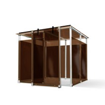 엠파이어 흡연부스 자연환기형 흡연실 조립식 2mX2mX2m, 50mm파이프/2x2x2 도어형 브라운