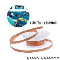 와이어 용접 제거 브레이드 테이프 구리 제거제 심지 주석 리드 코드 플럭스 수리, 3.5mm(롤 1.5m), 5개