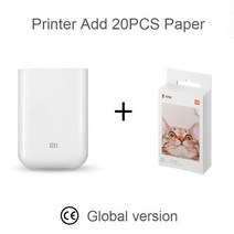 샤오미 포토프린터 Xiaomi-Mi 휴대용 글로벌 버전 포토 프린터 블루투스 5.0 BLE ZINK Inkless Technology, Add 20PCS Paper, 02 ADD 20PCS Paper