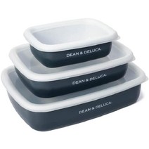 일본 딘앤델루카 DEAN AND DELUCA 법랑 컨테이너 용기 그릇 3종 세트, 기본