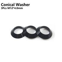 M12x1mm/2mm/3mm/4mm 자전거 스루 액슬 와셔 M12 와셔 허브 튜브 샤프트 꼬치 플랫/원추형, 3pcs m12x4mm 원추형