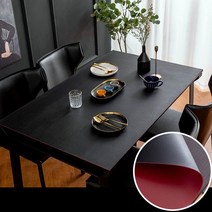 고재테이블 맞춤형 가역 가죽 식탁보 단색 방수 내유성 커피 테이블 매트 직사각형 PU 식탁보 테이블 커버, 없음, 124.Black - 90x210cm 35x83in