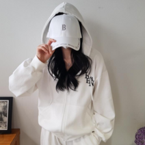 상상그이상 여성용 국내제작 RB후드집업 자수 영문 레터링 포인트 특양면소재 캐주얼점퍼 오버핏 간절기 후드집업
