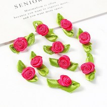드라이 플라워 미니 리본 잎 새틴 로즈 버드 패브릭 꽃 웨딩 공예 용품 보우 매듭, 03 light rose red_01 50pcs