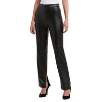 HALSTON 할스톤Exposed Zip Faux 가죽 Slim 팬츠 - BLACK107370