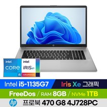 [사은품 증정!] HP 프로북 470 G8 4J728PC 가성비 학습용 업무용 사무용 인강용 주식 큰화면 17인치 노트북 (코어i5-1135G7/Iris Xe), 실버, 코어i5, 1TB, 8GB, 윈도우 미포함
