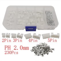 전선연결부품 230 개/대 XH2.54 2.54mm/PH2.0 2.0mm 피치 터미널 키트 커넥터 2Pin PH JST 와이어 어댑터, 02 PH 2.0mm
