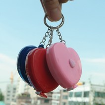 원터치 하트형 열쇠고리겸 줄자, 핑크