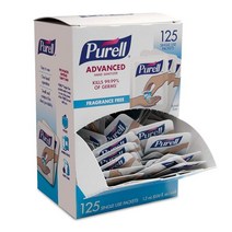 PURELL SINGLE 고급 손소독제 젤 무향기 125 카운트 1회용 여행용 사이즈 패킷 9620-12-125EC, 125 Count (Pack of 1)