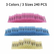 KOOWIN 240피스 주석 도금 구리 열 수축 버트 커넥터 키트 절연 방수 전기 해양 자동차 트럭 와이어 터미널 스테레오 조인트 크림프 스플라이스 (레드 블루 옐로우 12-10