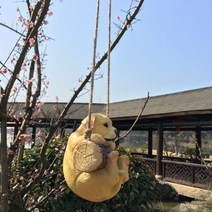그네 타는 강아지 모양 동상 조각상 나무 꾸미기 정원 인테리어 소품, AD