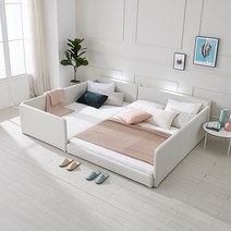 [지베스] 스테디2 LED 슬림둥지 패밀리침대 Q+SS 프레임만, 진그레이