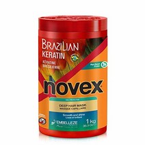 NOVEX 브라질 케라틴 딥 컨디셔닝 마스크 - 곱슬머리 제어 및 손상 --을 위한 재생 케라틴 - 비타민 E 함유 케라틴 헤어 리페어 트리트먼트 (1kg / 35.3온스)
