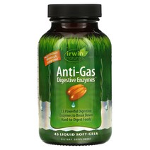 오메가플랜 Irwin Naturals 안티 가스 소화 효소 45 액상 소프트젤 175156, 기본