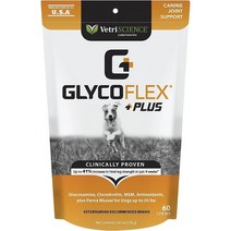 VetriScience GlycoFlex Plus 소형견용 오리 맛 소프트 씹는 관절 보조제 60강아지