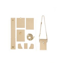 남녀공용 천연 소 가죽 미니 핸드폰 소지품 가방 만들기 DIY 키트 커플템, 베이지(DIY), 1개